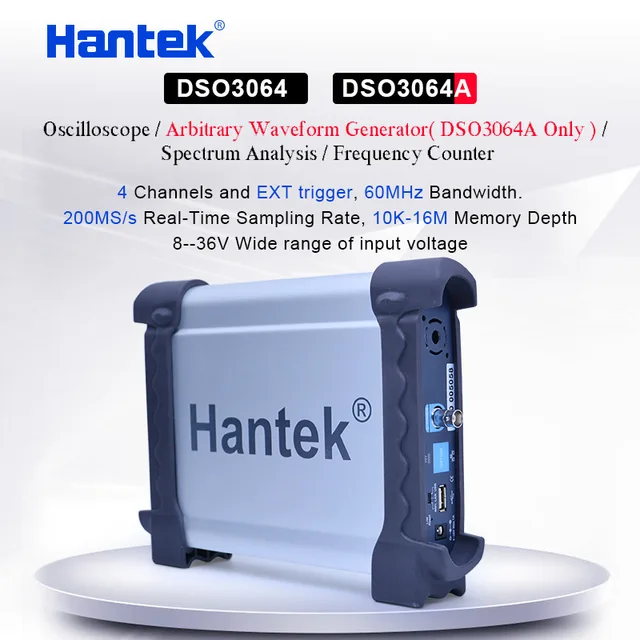 Best Offers Hantek 4CH USB Oscilloscopes/Arbitrary Waveform Generator/ Spectrum Analysis/Frequency Counter 60MHz bandwidth DSO3064A/DSO3064