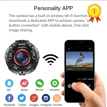 

2018 high quality Diving wide view camera waterproof Sports smart watch with app wifi HD Camera Night Version photo sharing