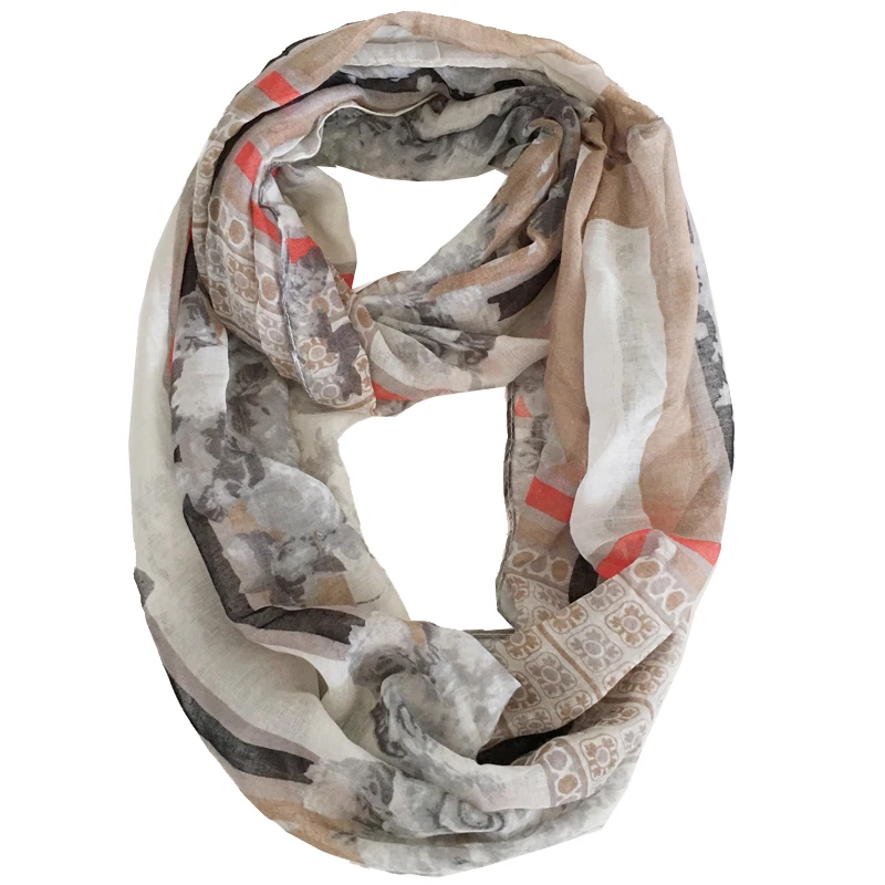 Женский шарф кольцо с цветочным принтом 180x50 см|fashion women scarf|women designer scarfwomen fashion scarf |