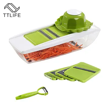 

TTLIFE 7-in-1 Mandoline Manual Vegetable Cutter with 5 Blades Multifunctional Vegetable Cutter Potato Onion Slicer Kitchen Tools