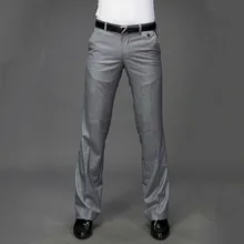 2019 New Micro-Horn trousers Men's Business White straight Wide-leg Suit pants Men's Casual Big-leg pants Formal pants for Men lace up color block selvedge embellished straight leg pants for men