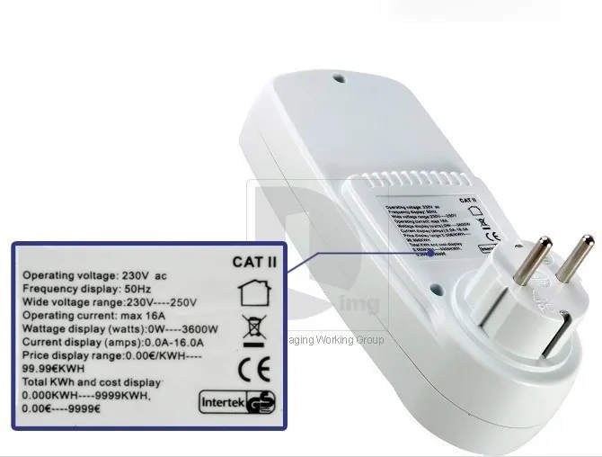 Цифровой анализатор напряжения с европейской вилкой, тестер для монитора, ваттметр, измеритель мощности, счетчик энергии, автоматический выключатель питания кВт-ч, 0-9999cost