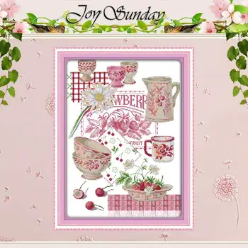 

Colorful Fruit Tableware Counted Cross Stitch 11CT 14CT Cross Stitch Sets Wholesale Cross-stitch Kits Embroidery Needlework