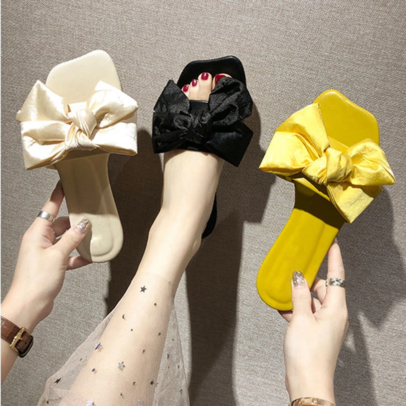 

2019 New Women Summer Slippers Bow-knot Sandals Outdoor Flip-flops Casual Flat Summer Shoes Female Beach Slides