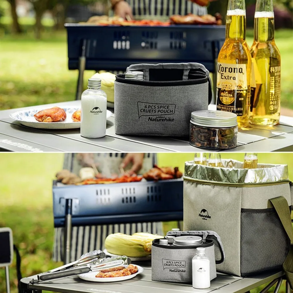 Naturehike 6 Unids Latas Botellas de Condimentos Para BARBACOA Acampar Al Aire Libre de Picnic Portátil De Almacenamiento Contenedor Incluye Una Bolsa