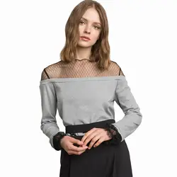 Модные женские Простые Модные пикантные гипюр пряжи шить свитер