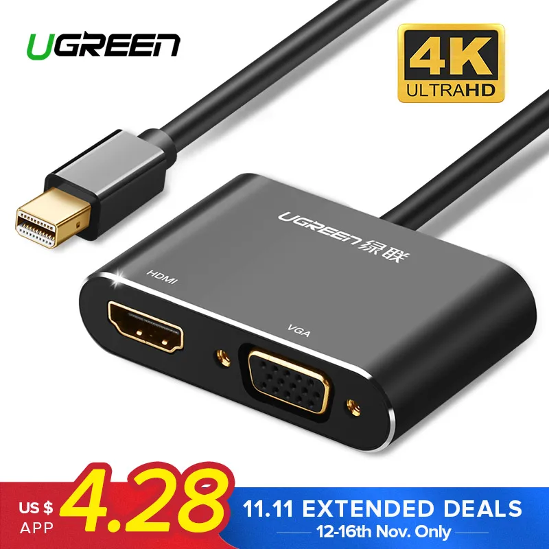 Ugreen Mini DisplayPort to HDMI VGA Adapter Thunderbolt 2 Converter DP Cable for MacBook Air 13 Surface Pro 4 Mini DisplayPort цена Ugreen Mini DisplayPort to HDMI VGA Adapter Thunderbolt 2 Converter DP Cable for MacBook Air 13 Surface Pro 4 Mini DisplayPort цены онлайн