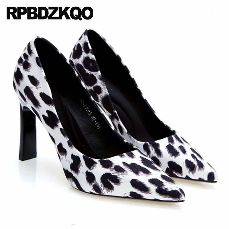 luxury leopard print high heels ladies 8cm shoes stiletto black brown thin new pointed toe size 4 34 scarpin suede 2019 pumps