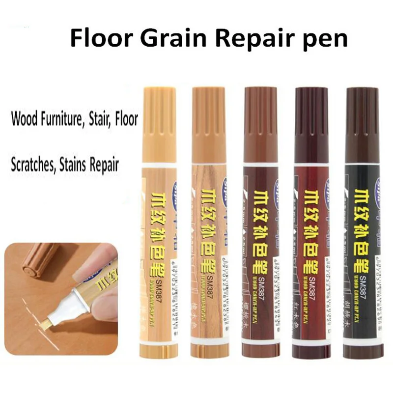 

5 COLOR SIPA Floor Grain Repair pen,Fine Point ,Suitable for Wood Furniture, floor Scratches and Stains Repair