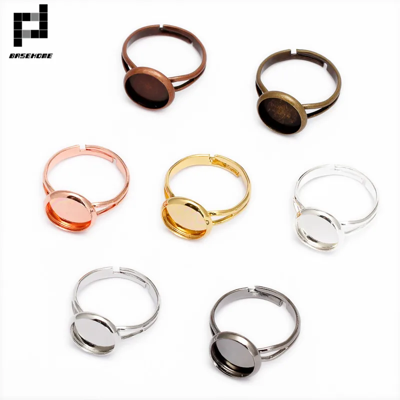 

BASEHOME 20pcs 10 /12/14/16/18/20mm Ring Settings Cabochon Base Bezel Tray Blank for Cabochon Cameo DIY Fashion Rings Base