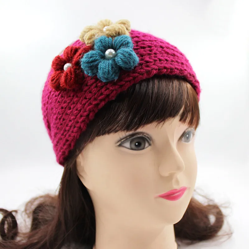 

2019 New Women Knitted Headband Winter Warmer Ear Strip Floral Headwear For Girls European Solid Turban Lady Hair Band Head Wrap