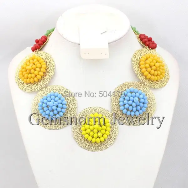 Latest New African Wedding Beads Unique Chunky Statment Necklace font b Jewelry b font Brand Designer
