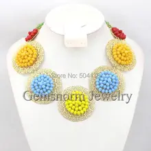 Latest New African Wedding Beads Unique Chunky Statment Necklace Jewelry Brand Designer Jewelry Free Shipping GS944