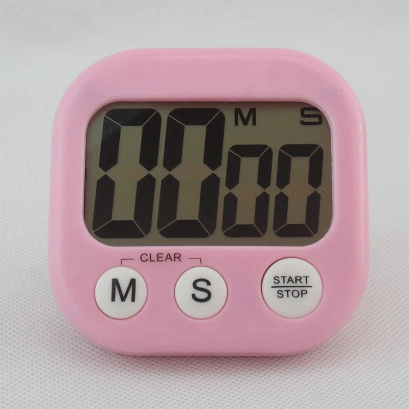 

Small Square Simple Large-screen Stopwatch magnet 2017 New Kitchen Timer Alarm Clock LED electronic Plastic