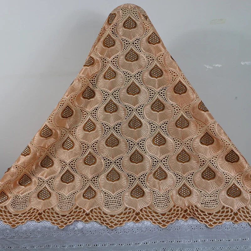 

free shipping!African Swiss Voile Lace High Quality Nigerian Wedding Lace Fabrics/5 Yards 100% Cotton swiss lace with Stones