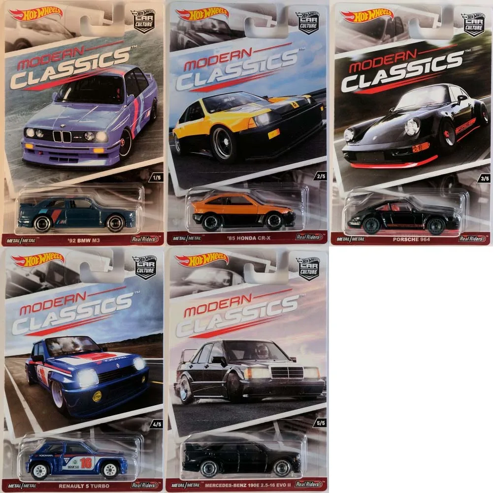 Hot Wheels машинка 1: 64 Автомобильная культура современная классика HONDA RENAULT Коллекционная серия настоящие гонщики Металлический Литой модельный автомобиль детские игрушки - Цвет: Modern Classics-5pcs