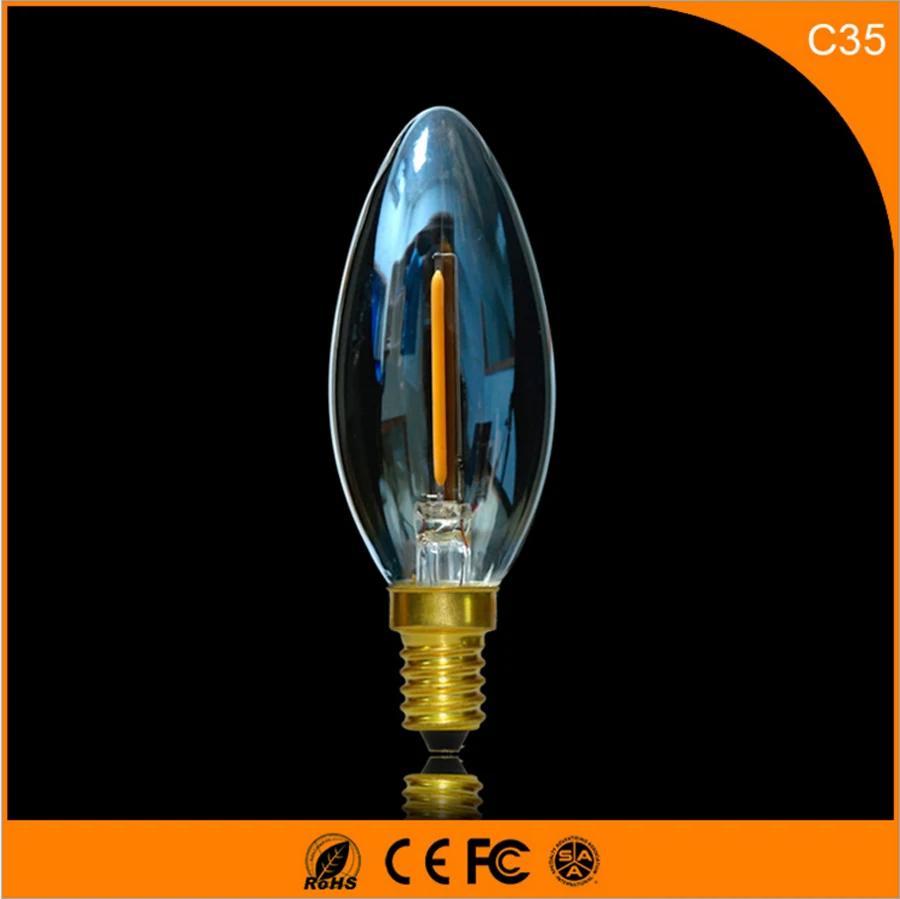 

50PCS E14 LED Bulbs 1W LED Filament Candle Bulbs 360 Degree Light Lamp Vintage pendant lamps AC220V