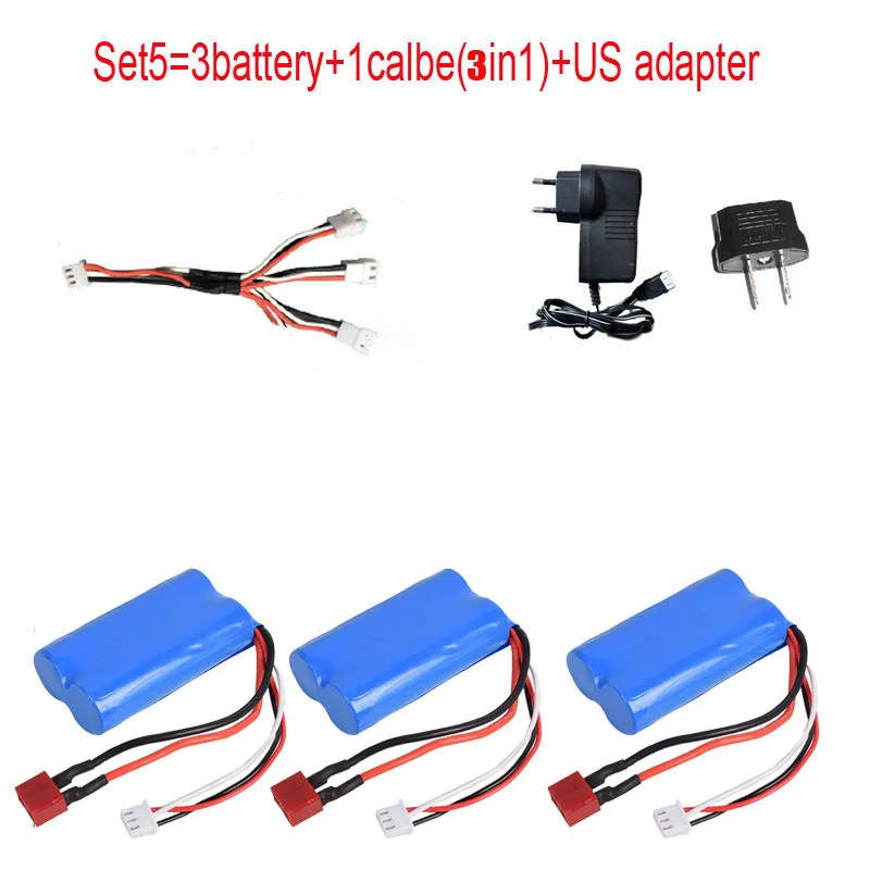 Lamsam 7.4V 3000MAH lipo Battery for JJRC Q46 Wltoys 10428 /12428/12423 RC Car Spare Parts Accessories - Цвет: set5 EU 3Battery