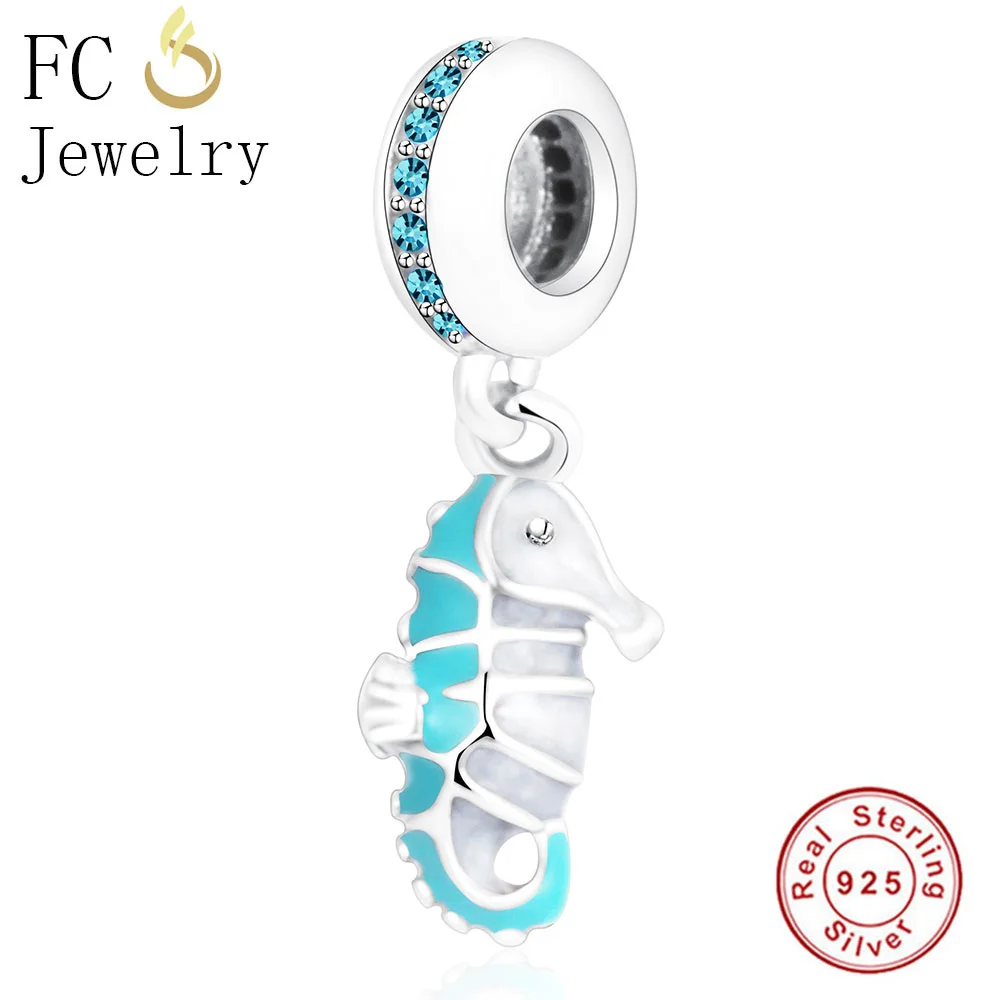 

FC Jewelry Fit Original pandora Charms Bracelets 925 Sterling Silver Sea Horse Breloques Beads Necklace Pendant Kralen Berloque