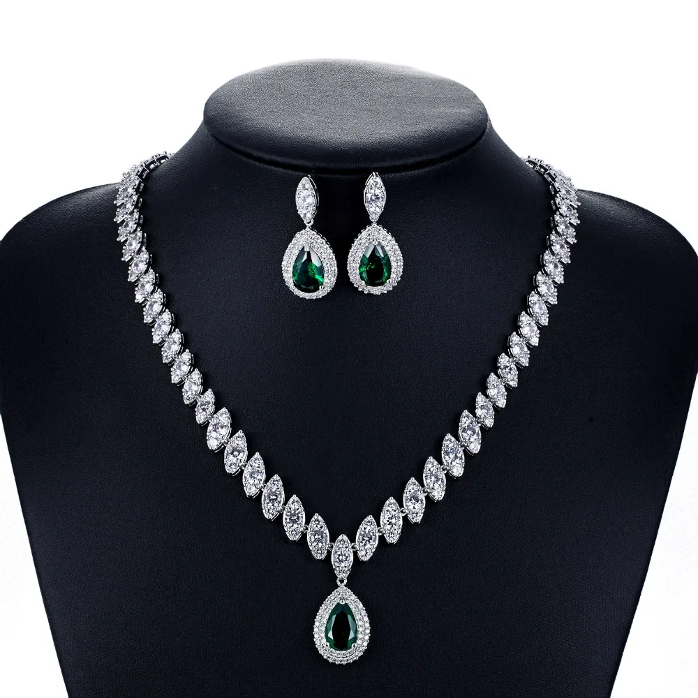 Crystal CZ Cubic Zirconia Bridal Wedding Drop Necklace Earring Set Jewelry Sets Women Accessories CN10001 3 Crystal CZ Cubic Zirconia Bridal Wedding Drop Necklace Earring Set Jewelry Sets Women Accessories CN10001 - Image 3