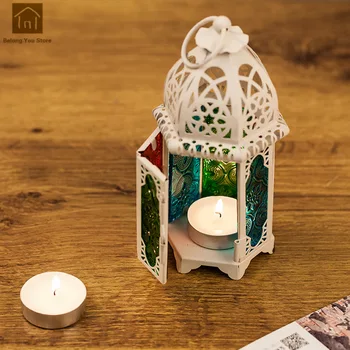 

European Glass Metal Candle Holders Modern Tea Light Candlestick Wedding Hookah Dekordlyadoma Metal Candlestick Holders JKL099