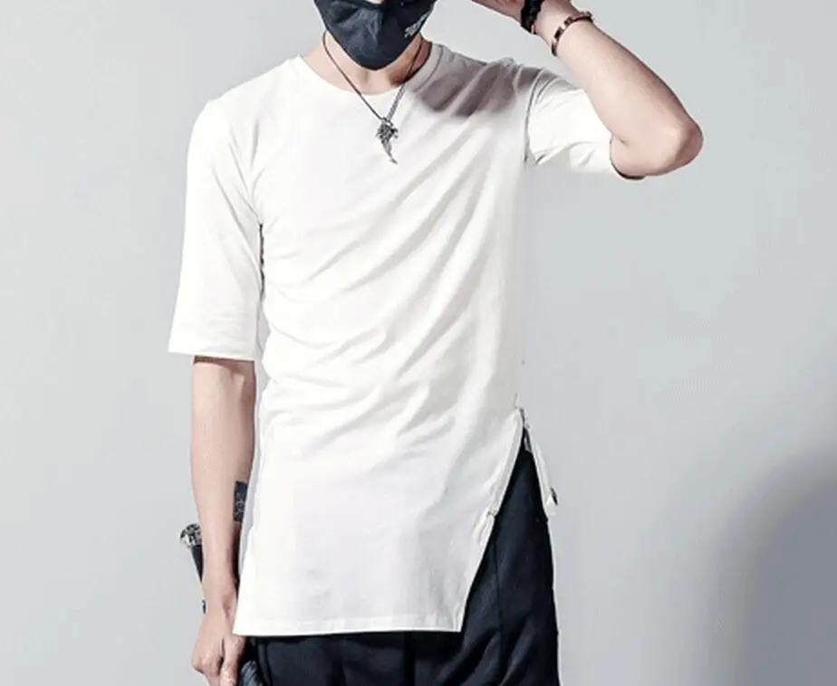 

M--5XL HOT 2019 Summer Men New Club DJ Personality Asymmetric Short Sleeve T-shirt