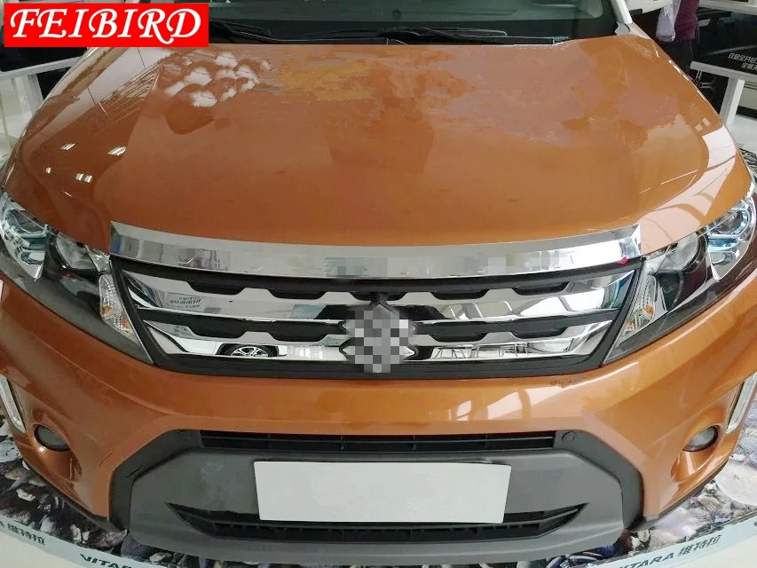 

For Suzuki Vitara 2015 2016 2017 2018 ABS Accessories Exterior Front Gill Engine Lid Rear Trunk Lid Cover Trim Bright Style