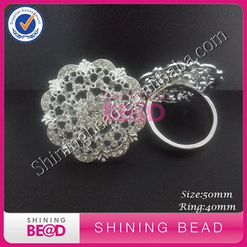 

50 pcs/lot Top Sell Statement Wholesale Crystal Diamond Flower Shape Jeweled Napkin Ring
