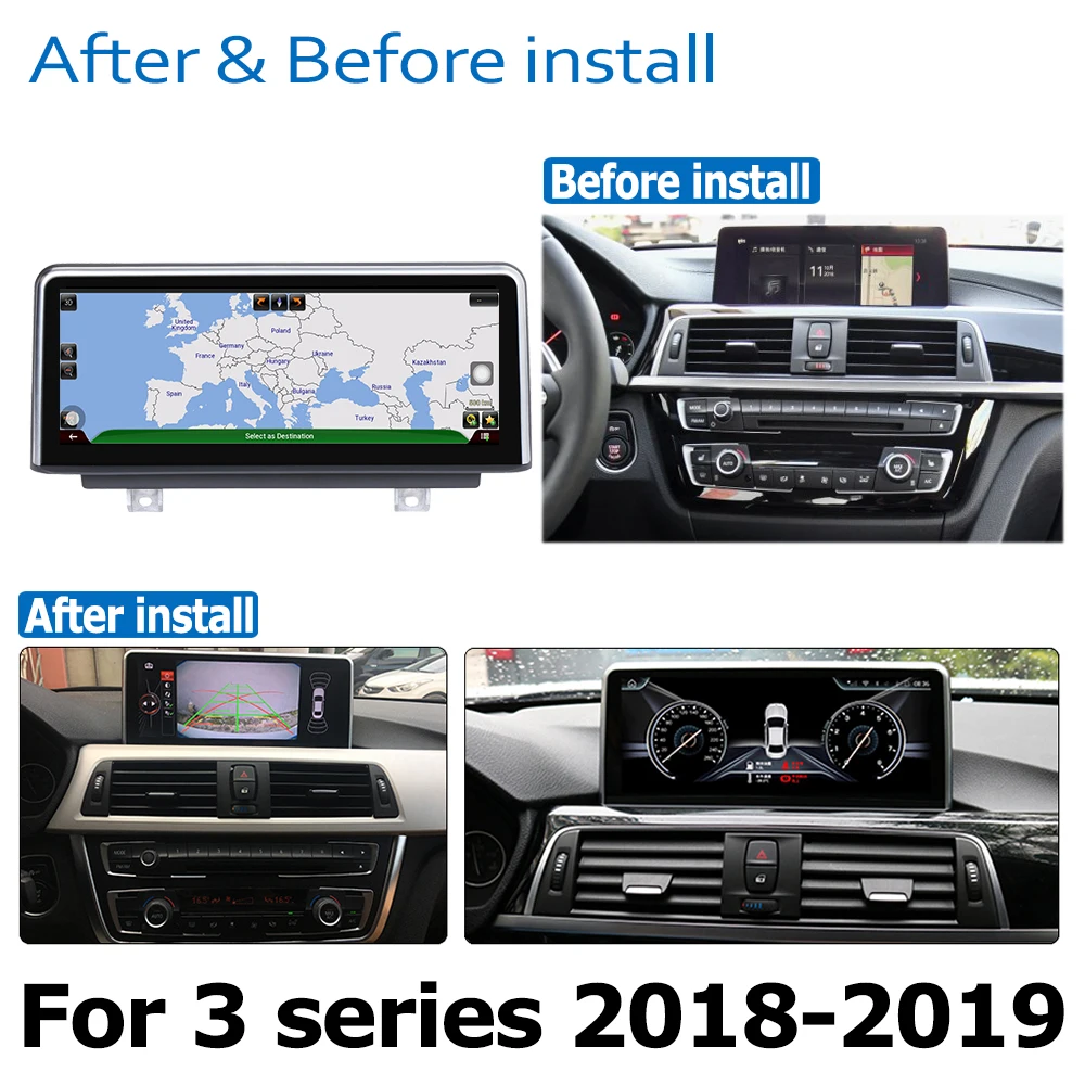 Top Android 8.0 up Car Radio GPS DVD Multimedia Player For BMW 3 Series 2018~2019 EVO Original Style Touch Screen Google System 2