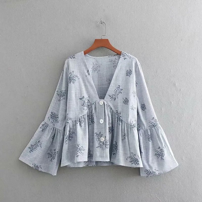 Модные женские туфли CC40-9077 европейской и американской моды ветер печатных блузка