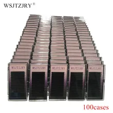 WSJTZJRY 100 Набор чехлов, 16 рядов высококачественный норковый наращивание ресниц, индивидуальные ресницы, натуральные ресницы, Поддельные Накладные ресницы