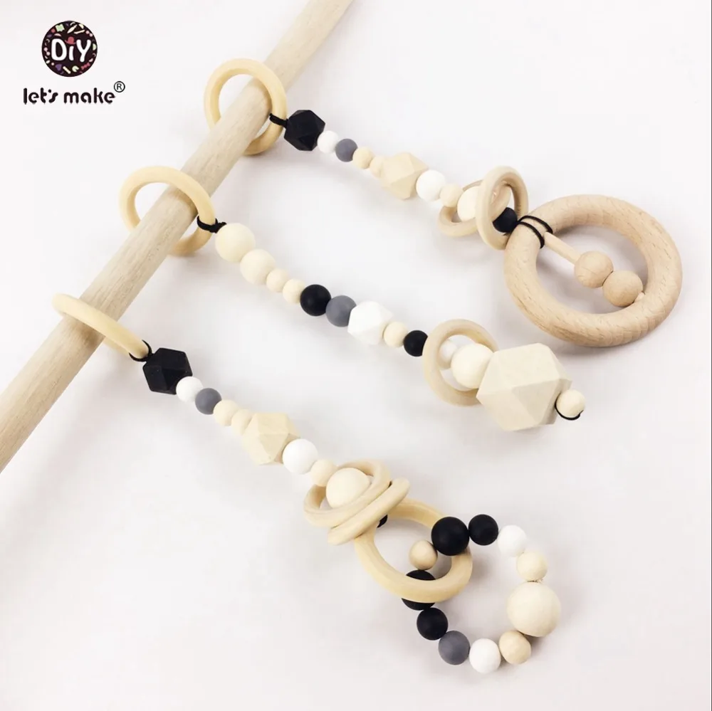 

Let's Make Pram Baby Crib Toy Montessori Toys Baby Play Gym Pram Toy Gym Wooden Teether Stroller Baby beads