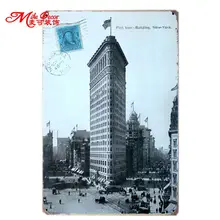 [Mike86] Ретро Flat Iron Building металла Плакаты Настенный декор Дом Офис Бар настенная живопись искусство B-165 смешанный заказ 20*30 см