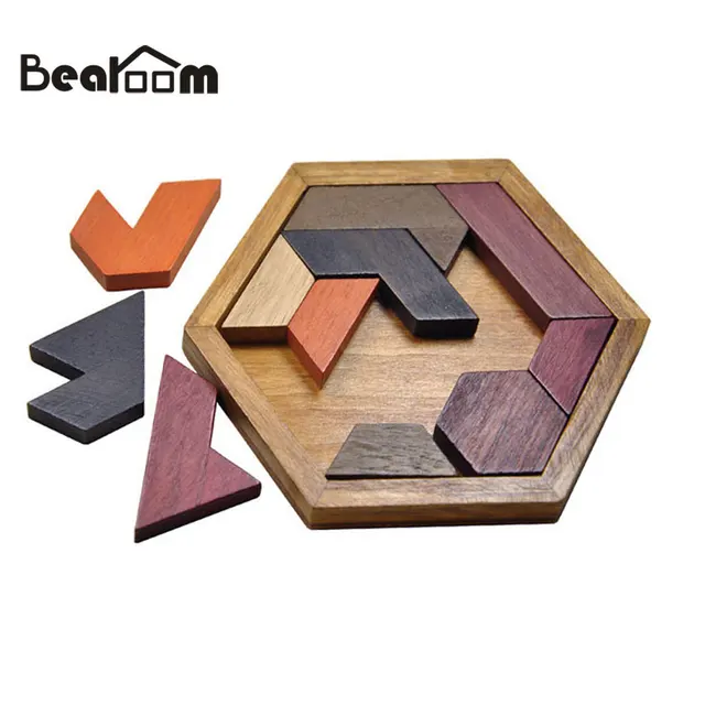 Bearoom Puzzles Learning Education Toys Funny 3D Puzzle Game  Wooden Toy For Children Jigsaw Tangram Board Geometric Shape