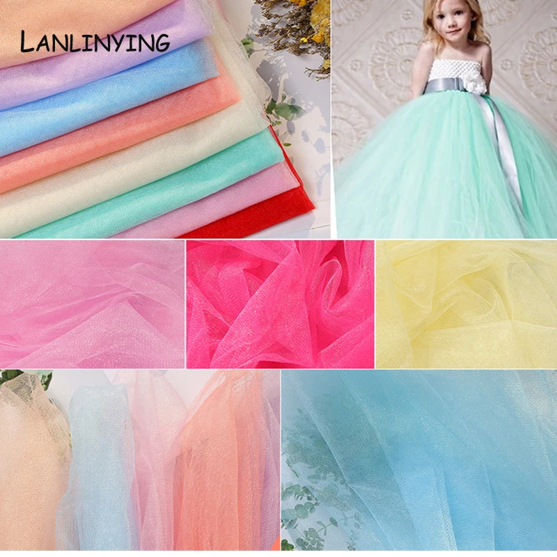 

Sparkling Delicate Encryption Soft Tulle Mesh Fabric For Netting Mosquito Net Fabric DIY Sewing Tutu Party Wedding Dress D605