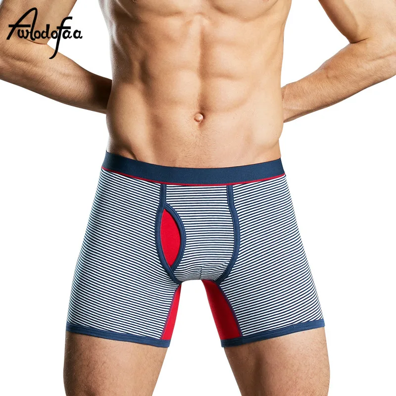 Brand Plus Size Stripe Boxer Men Underwear Long Boxers Homme Panties