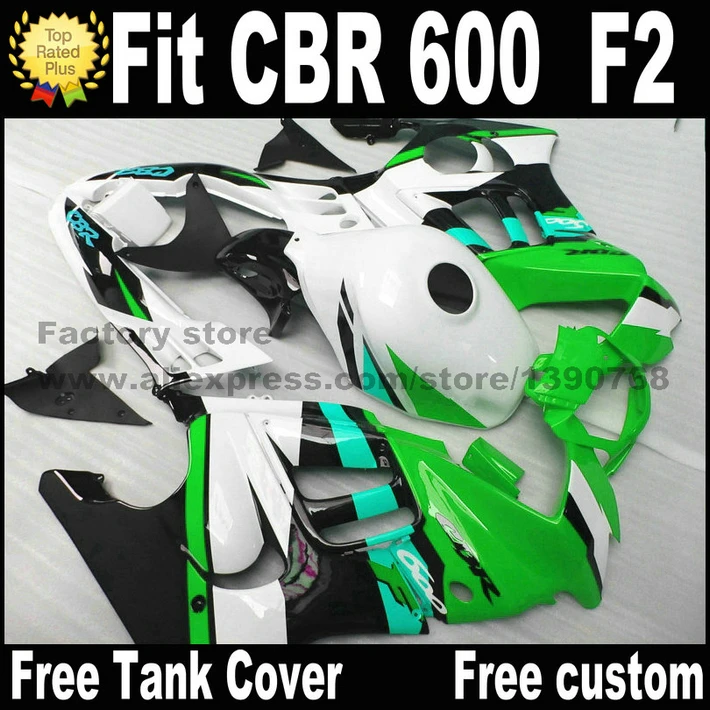 

Motorcycle parts for HONDA CBR 600 F2 fairing kit 1991 1992 1993 1994 green white black fairings set CBR600 91 92 93 94 AS55