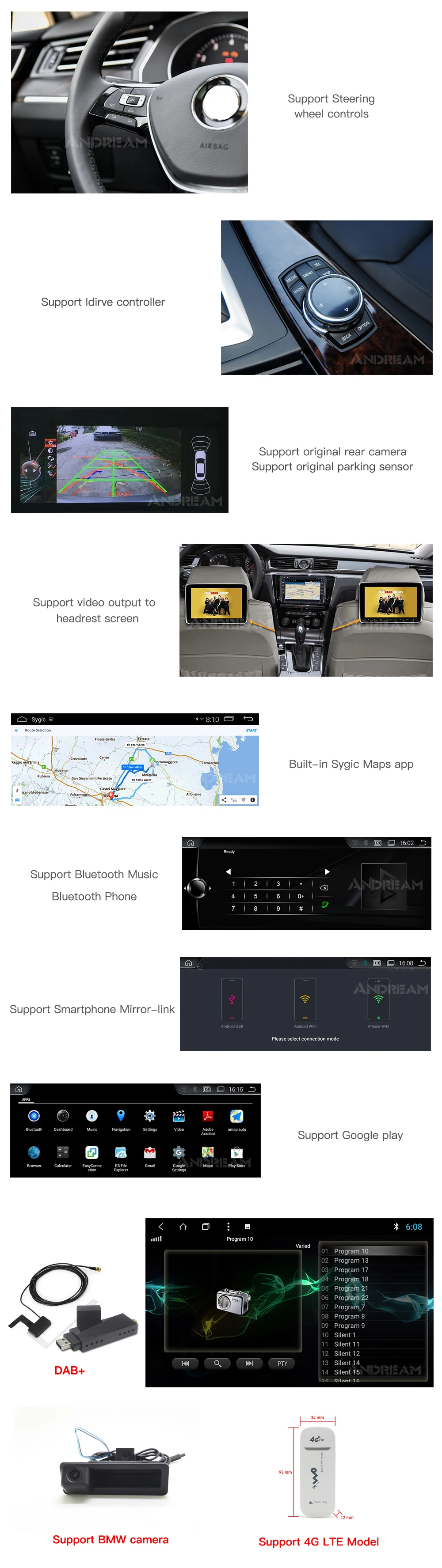 Flash Deal Andream 4GB RAM 6 Core Android 9.0 Car GPS Navigation Multimedia Player For BMW Series 5 F10 F11 IPS Screen 10.25" 4