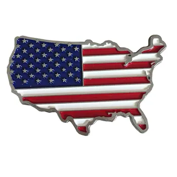 

(20 pieces/lot ) 3D Metal American Flag Stickers Decals Emblem Badges Creative Map Shape United State Flag Stickers