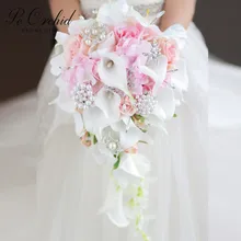 Брошь Flores Novia Свадебные букеты розовый/красный/синий искусственная Роза Калла лилии роскошные украшения водопад Свадебный букет цветов