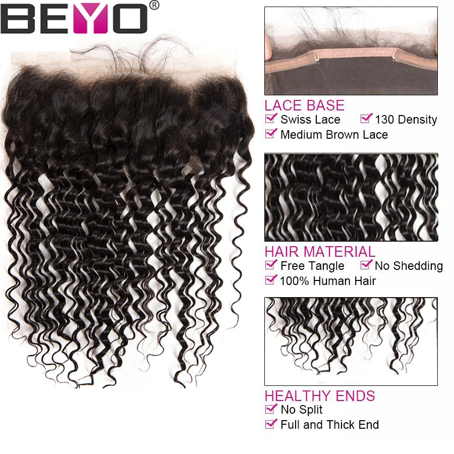 Deep Wave 360 Lace Frontal Closure Brazilian Hair 100% Human Hair Closure Pre Plucked Frontal Free/Three/Middle Part Closure Deep Wave 360 Lace Frontal Closure Brazilian Hair 100% Human Hair Closure Pre Plucked Frontal Free/Three/Middle Part Closure