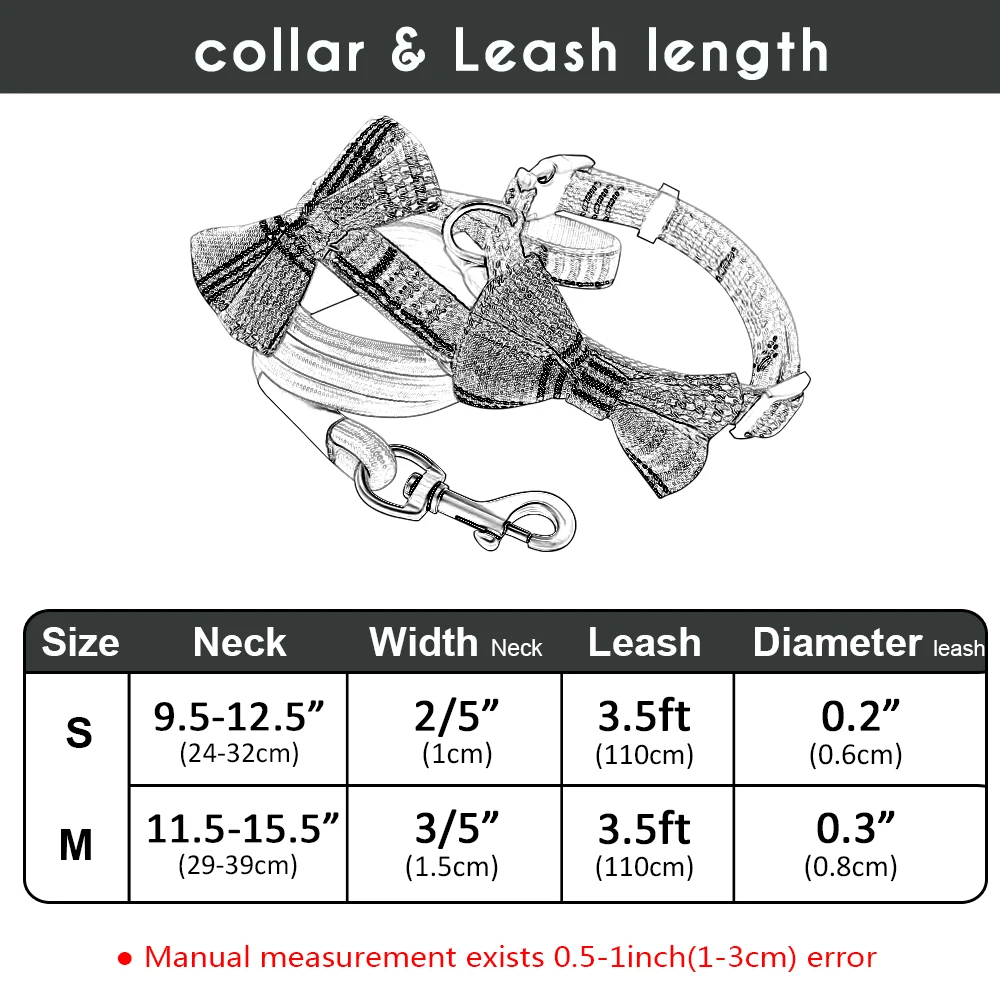 Нейлоновый ошейник и поводок для собак, регулируемый ошейник для собак с милым клетчатым галстуком-бабочкой для маленьких и средних собак, аксессуары для домашних животных, розовый, синий