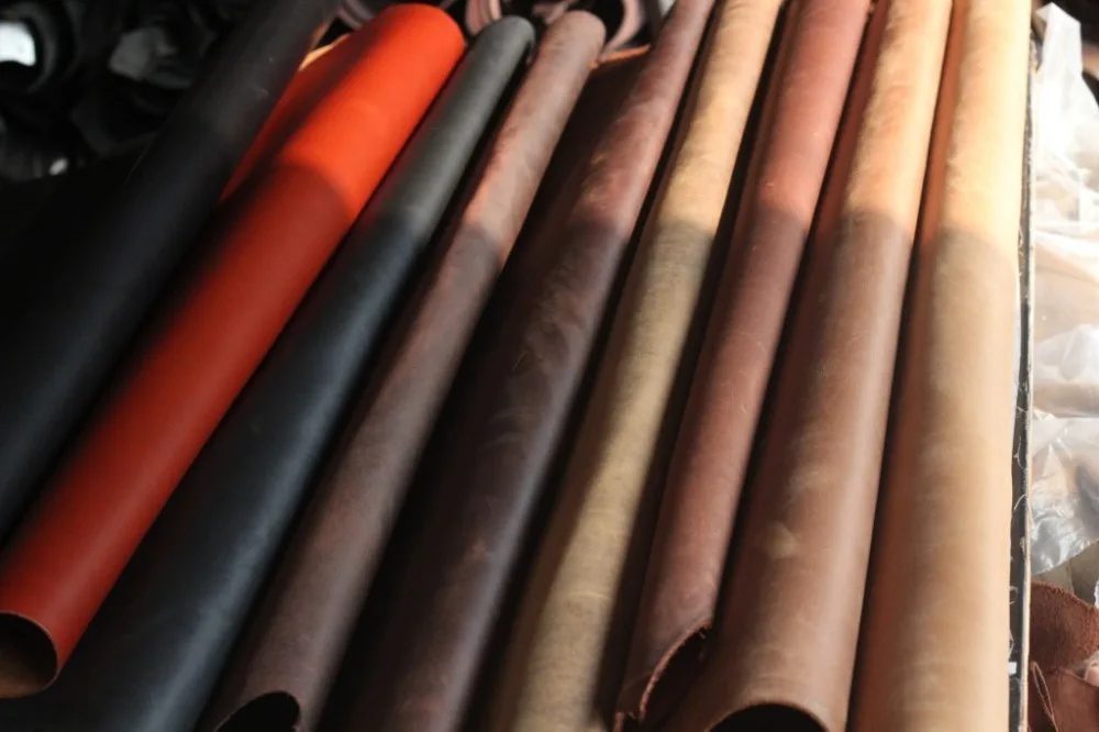 100 real Cowhide / head layer cowhide / high quality genuine yellow leather/ oil color crazy