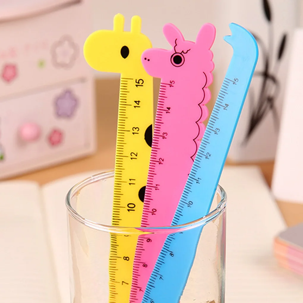 Us 124 47 Offelephant Alpaca Giraffe Student Plastic Ruler Painting Drawing Cartoon Animal Straight Ruler In Rulers From Office School Supplies