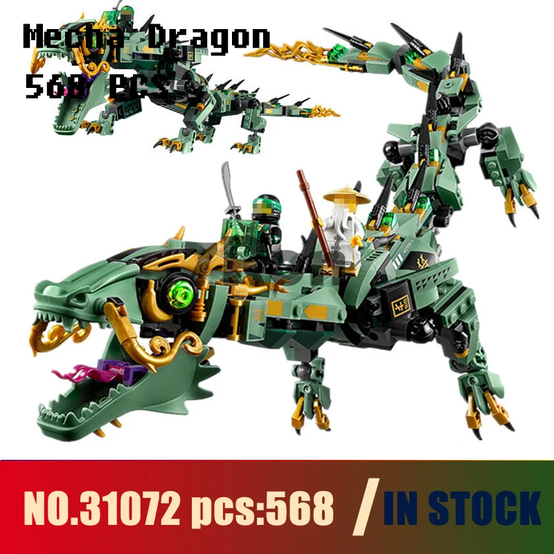 Models building toy 31072 568pcs Ninja Green Flying Mecha Dragon Building Blocks Compatible with 70612 toys & hobbies | Игрушки и