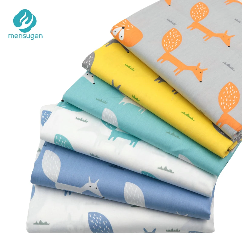 

Mensugen 6pcs/lot 40cm*50cm Cartoon Fox Series 100% Cotton Fabric Patchwork Quilting Cloth Cushions Baby Cribs Sewing Material