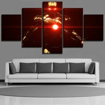 

Artwork Movie The Avengers Poster Wall Art Decor Modular Framework 5 Panel Iron Man Canvas Painting For Kids Room Decor Picture