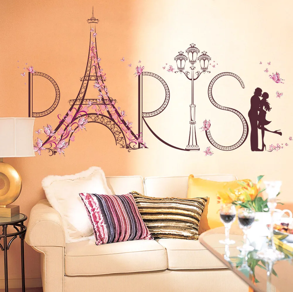 

Paris Wall Stickers Romance Decoration Wall Poster Home Decor For Girl DIY Wall Decal Removable home decoration art Wall Decor