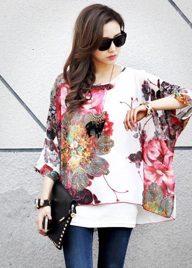 Moda flor, las pura camisas de gran tamaño tops de Verano 2016 diseño de moda plus tamaño chiffon blusas para al por mayor|blouse flower|blouse cottonblouse chiffon AliExpress