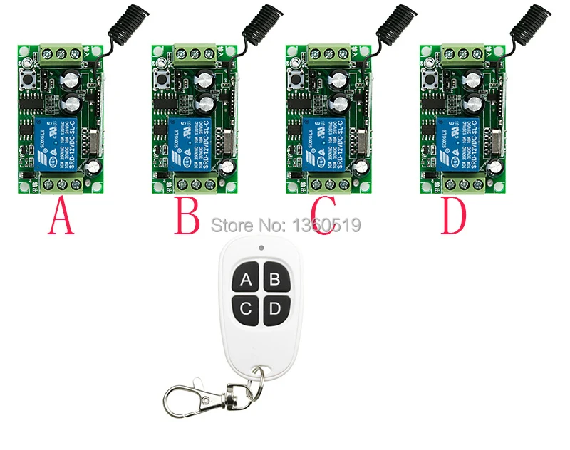 DC12V 1ch 10A беспроводной пульт дистанционного управления системы коммутации 1x передатчик+ 4x приемник реле умный дом Z-Wave лампа /окна